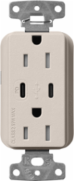 Lutron Claro 15A Tamper-Resistant USB Type A and C Duplex Receptacle, Decorator Style outlet, Satin Finish, SCR-15-CCTR-TP, Taupe