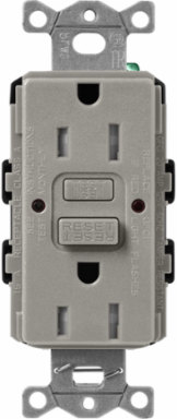 Satin Finish 15A GFCI Duplex Receptacle, Self-Testing, Cobblestone Color