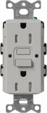 15A GFCI Receptacle, Satin Finish, Self-Testing, 125V, NEMA 5-15R