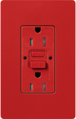 GFCI Receptacle 15A 125V Satin Finish Signal Red with Self-Test Functionality