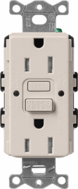 Taupe GFCI Receptacle, 15A, Self-Testing, 125V, Satin Finish