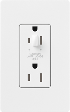 Satin 15A Dimmer Receptacle, 1875W, 2 Poles, 125V, Unique Half-Dimming Design