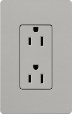 Satin Receptacle, 15 Amp, 125V, Pebble Finish, Coordinatable with Claro Wall Plates