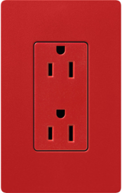 Satin Finish 15A Duplex Receptacle, 125 Volt, Signal Red