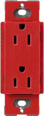 Satin Finish 15A Duplex Receptacle, 125 Volt, Signal Red