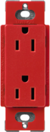 Satin Finish 15A Duplex Receptacle, 125 Volt, Signal Red