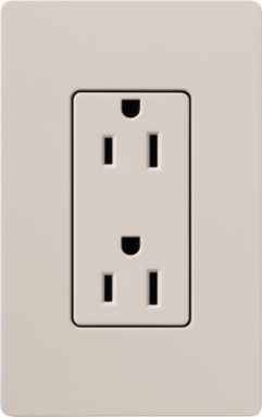 15 Amp Satin Taupe Receptacle, 4.69 x 2.94 Inch, NEMA 5-15R, Plastic/Metal