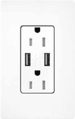 Satin USB Receptacle 15A 2-Port 3.8A Output, Tamper-Resistant