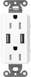Satin USB Receptacle 15A 2-Port 3.8A Output, Tamper-Resistant