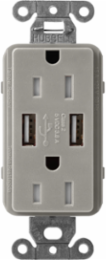 Satin 15A Tamper-Resistant USB Receptacle with Dual 3.8A Ports