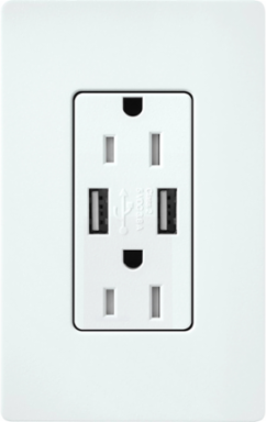 Satin 15A Tamper-Resistant USB Receptacle with Dual USB Ports
