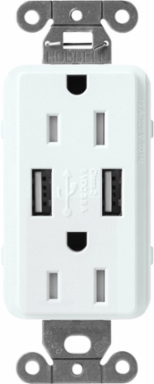 Satin 15A Tamper-Resistant USB Receptacle with Dual USB Ports