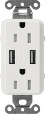 Tamper-Resistant USB Receptacle, 15A, Lunar Gray, 2 Ports, Satin Finish