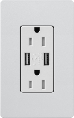 Satin 15A Tamper-Resistant USB Receptacle with Dual 3.8A Ports