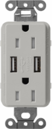 Satin Finish 15A Tamper-Resistant USB Receptacle with Dual 3.8A Ports