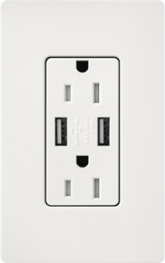 Satin 15A Tamper-Resistant USB Receptacle with Dual Ports, 3.8A Output