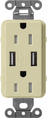 Satin 15 Amp Tamper-Resistant USB Receptacle with Dual Type A Ports