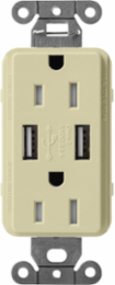 Satin 15 Amp Tamper-Resistant USB Receptacle with Dual Type A Ports