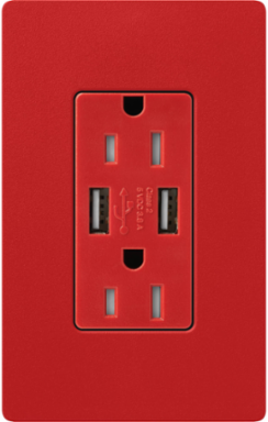 Satin Finish 15A Dual USB Type A Tamper-Resistant Receptacle, 125V
