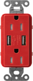 Satin Finish 15A Dual USB Type A Tamper-Resistant Receptacle, 125V