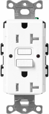 20A GFCI Duplex Receptacle, Satin Finish, Self-Testing, 125V