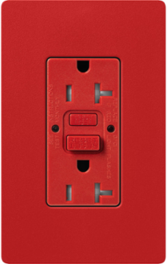 Satin GFCI Receptacle 20A, Signal Red, Self-Testing, 125V