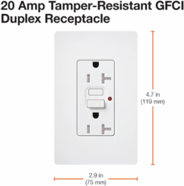 GFCI Receptacle 20 Amp Self-Testing Satin Finish Snow