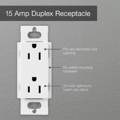 Tamper-Resistant Receptacle, 15 Amp, 125V, Satin Finish, Brilliant White, 4.69 x 2.94 Inch