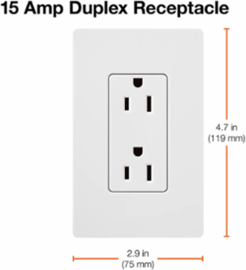 Satin Finish Tamper-Resistant Receptacle, 15 Amp, 125V, 4.69 x 2.94 Inch