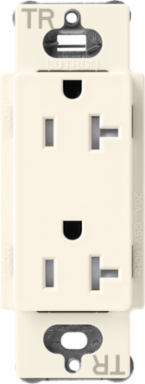 Tamper-Resistant Duplex Receptacle, 20 Amp, Satin Finish, Biscuit Color
