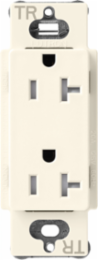 Tamper-Resistant Duplex Receptacle, 20 Amp, Satin Finish, Biscuit Color