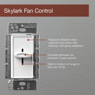 Skylark Quiet Fan Speed Control, 3-Speed, 120V, Brown, Glossy Finish