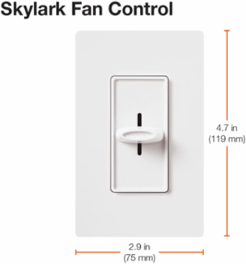 Skylark Quiet Fan Speed Control, 1.5 A, 3-Speed, Gloss Finish, Light Almond 4.69 x 2.94 Inch