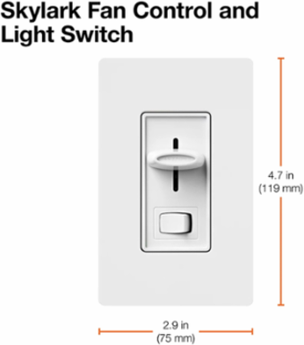 Skylark Quiet Lite/Fan Speed Control, 1.5A Fan, 360W Light, Almond