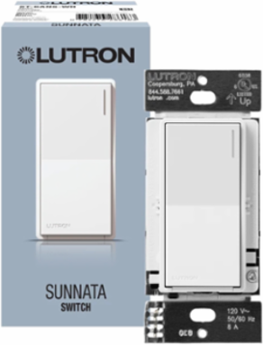 Sunnata Switch, 6A Lighting/3A Motor Control, Glossy White, Fits 2.94 Inch Openings