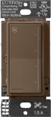 Lutron Sunnata Touch Fan Control, 4-Speed, 1.5A Paddle Fan, AC Motor, Single Pole, Neutral Required, 120V, ST-FSQN-EP, Espresso