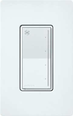 Lutron Sunnata Touch Fan Control, 4-Speed, 1.5A Paddle Fan, AC Motor, Single Pole, Neutral Required, 120V, ST-FSQN-GL, Glacier White