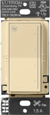 Lutron Sunnata Touch Fan Control, 4-Speed, 1.5A Paddle Fan, AC Motor, Single Pole, Neutral Required, 120V, ST-FSQN-IV, Ivory