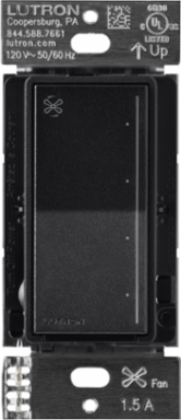 Lutron Sunnata Touch Fan Control, 4-Speed, 1.5A Paddle Fan, AC Motor, Single Pole, Neutral Required, 120V, ST-FSQN-MN, Midnight