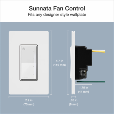 Lutron Sunnata Touch Fan Control, 4-Speed, 1.5A Paddle Fan, AC Motor, Single Pole, Neutral Required, 120V, ST-FSQN-PB, Pebble