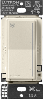 Lutron Sunnata Touch Fan Control, 4-Speed, 1.5A Paddle Fan, AC Motor, Single Pole, Neutral Required, 120V, ST-FSQN-PM, Pumice