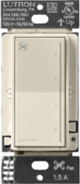 Lutron Sunnata Touch Fan Control, 4-Speed, 1.5A Paddle Fan, AC Motor, Single Pole, Neutral Required, 120V, ST-FSQN-PM, Pumice