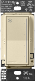 Lutron Sunnata Touch Fan Control, 4-Speed, 1.5A Paddle Fan, AC Motor, Single Pole, Neutral Required, 120V, ST-FSQN-SD, Sand