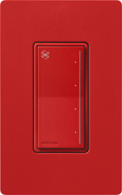 Lutron Sunnata Touch Fan Control, 4-Speed, 1.5A Paddle Fan, AC Motor, Single Pole, Neutral Required, 120V, ST-FSQN-SR, Signal Red