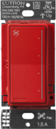Lutron Sunnata Touch Fan Control, 4-Speed, 1.5A Paddle Fan, AC Motor, Single Pole, Neutral Required, 120V, ST-FSQN-SR, Signal Red