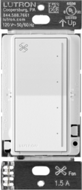 Lutron Sunnata Touch Fan Control, 4-Speed, 1.5A Paddle Fan, AC Motor, Single Pole, Neutral Required, 120V, ST-FSQN-SW, Snow White