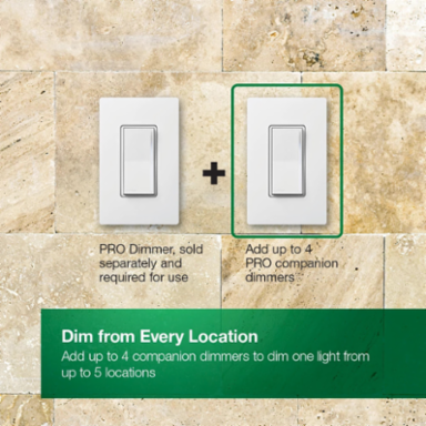 Sunnata PRO Companion Dimmer Switch, 4.69 Inch Length, Gloss Finish, Light Almond Color