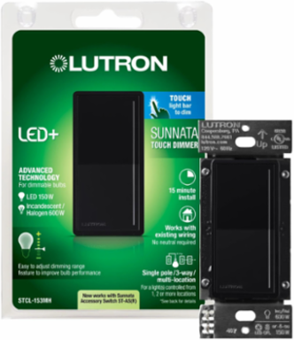 Sunnata Touch LED+ Dimmer Switch, 150W LED/600W Incandescent, Glossy Black