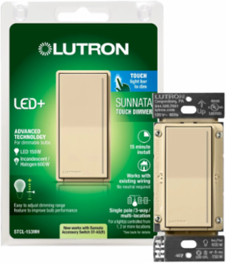 Sunnata Touch LED+ Dimmer Switch, 150W LED/600W Incandescent, Ivory