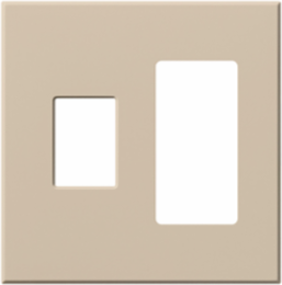 Vareo 2-Gang Wallplate, Taupe, 4.56 Inch x 4.56 Inch, Plastic, Vertical